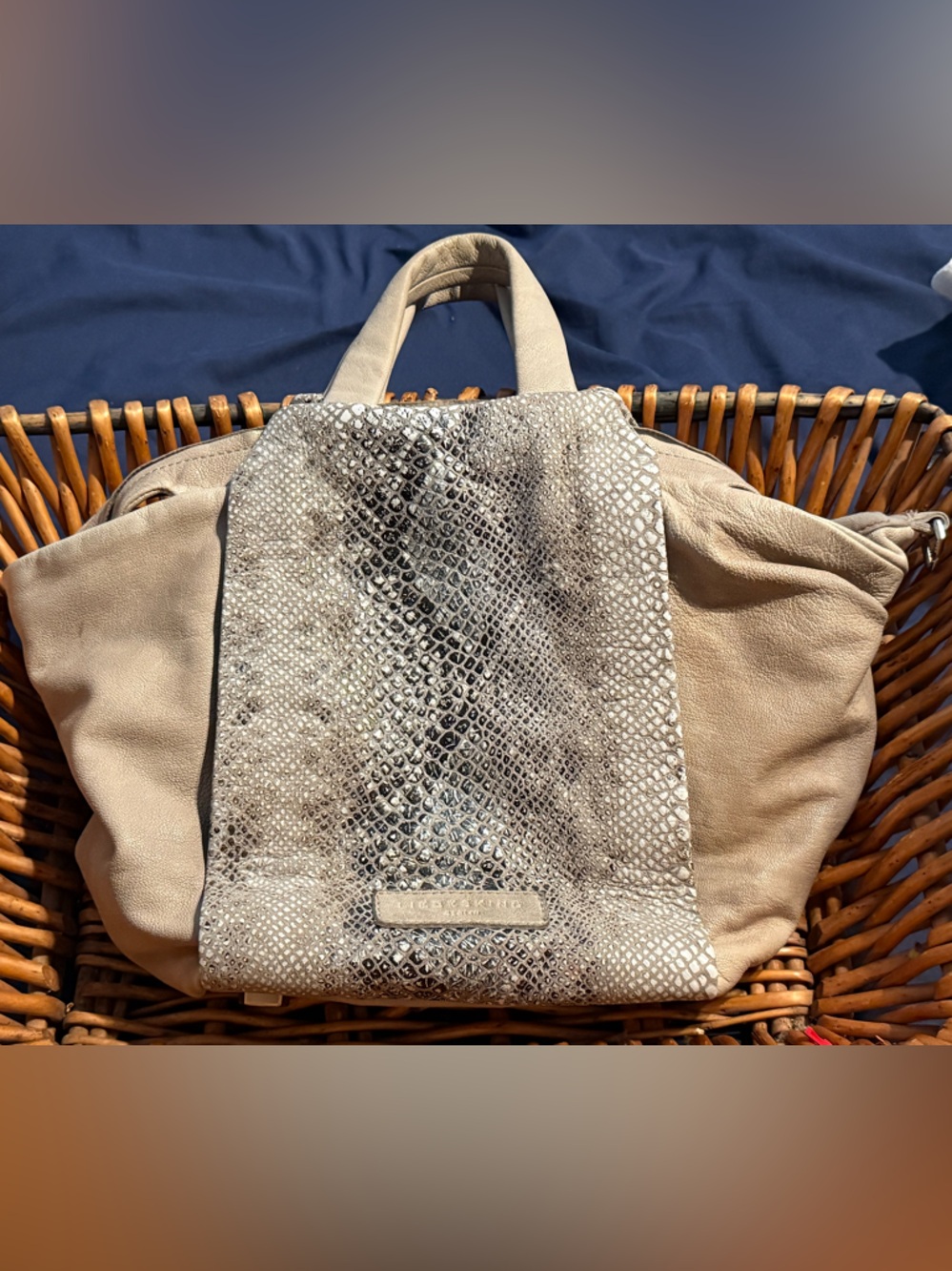 Liebskind Berlin Snakeskin Pattern and Cream Designer Women’s Tote